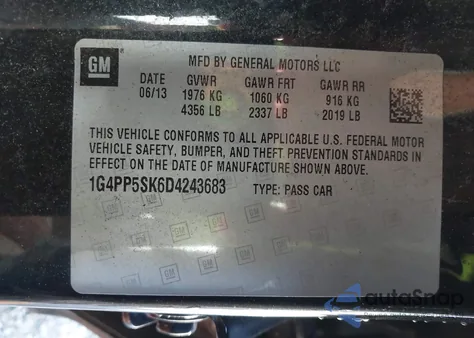 2013 Buick Verano из США, поврежденный, VIN 1G4PP5SK6D4243683